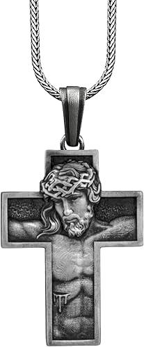 BySilverStone - Crucifixion Necklace for Men, Stylish Christian's Pendant Gift Jewelry in Silver