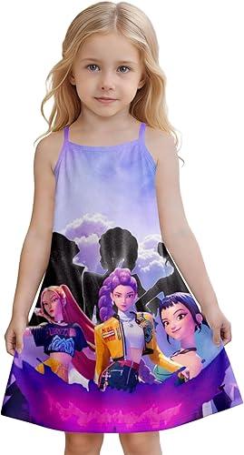 K Pop Dress for Girls Cartoon Graphic A-Line Dresses Birthday Casual Kpop Dress