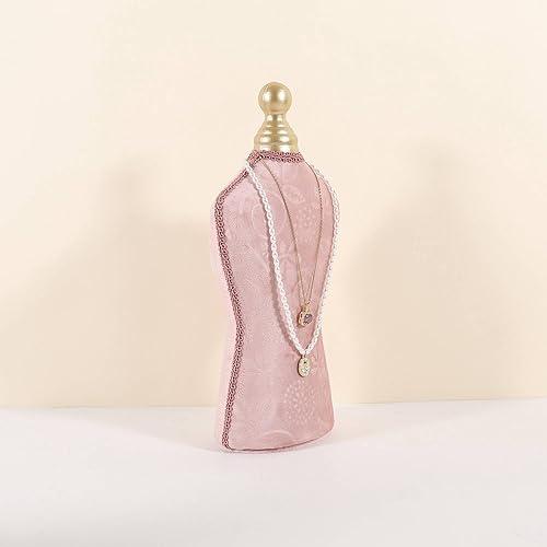 Velvet necklace holder display stand, Pink jewelry necklace display for selling, necklace mannequin for jewelry, necklace bust jewelry display for Countertop【Pink-Medium】