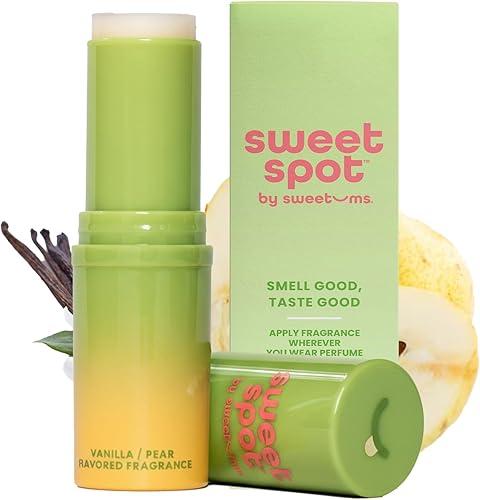 SweetSpot Flavored Solid Perfume Stick, Portable Travel Perfumes for Women, Long Lasting Fragrances, Non Sticky Formula, Natural Ingredients, Fragrance Stick (Vanilla Pear)