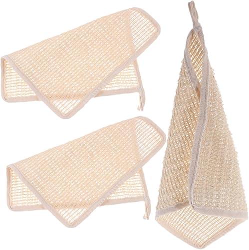 BESTYASH 3pcs Ramie Bath Cloths Lightweight Natural Exfoliating Towels Rags for Adults Absorbent Wash Cloths for Daily Skincare and Bathing
