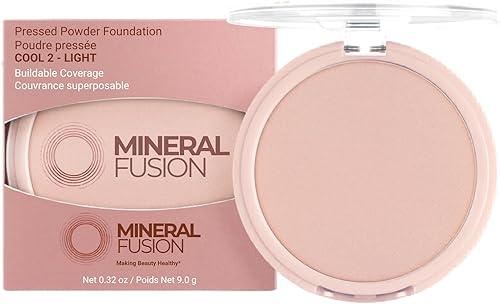 Mineral Fusion Pressed Powder Foundation - Matte Finish Face Powder for Fair-Medium Skin with Pink/Red Undertones - Age Defying Natural Makeup - Talc Free, Vegan, Hypoallergenic (Cool 2)