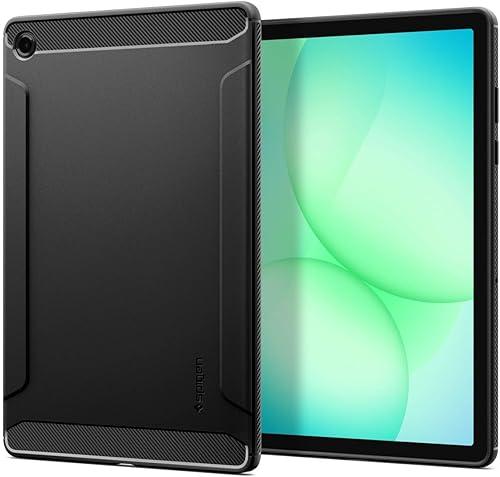 Spigen for Galaxy Tab A11+ Plus Case (2025), Rugged Armor Slim Protective Case with Carbon Fiber Design and Air Cushion Technology, Matte Black