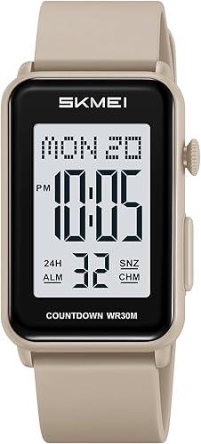 Gosasa Fashion Women’s Men's Digital Watch Unisex Big Numbers Dial Rectangular Face Waterproof Silicone Strap LED Watches