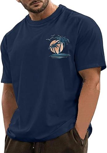 Men's Shirts Graphic Tees Summer Vacation Beach Palm Tree Print T-Shirt Short Sleeve Casual Tee Tops Shirts, S-4XL