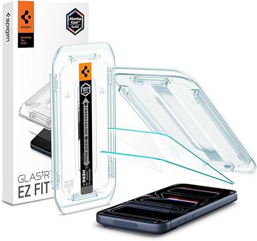 Spigen AluminaCore Tempered Glass Screen Protector [Glas.tR EZ Fit] designed for iPhone 17 Pro | iPhone 17 | iPhone 16 Pro [2 Pack] 9H+ Hardness, Aluminum-Enhanced Durability — 28% off