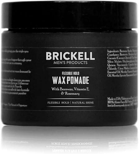 Brickell Men's Products Flexible Hold Wax Pomade for Men, Irritation Free, Natural Shine Hair Styling Product, With Shea Butter, Vitamin E, and Rosemary, 2 Ounce, Scented | for Men