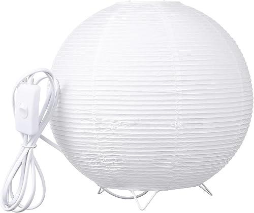 Totority Modern Paper Table Lamp, Japanese Lantern Style Bedside Night Light for Bedroom & Living Room, Minimalist Rice Paper Desk Lamp with Warm White E14 Bulb, Decorative Zen Home Lighting,US Plug