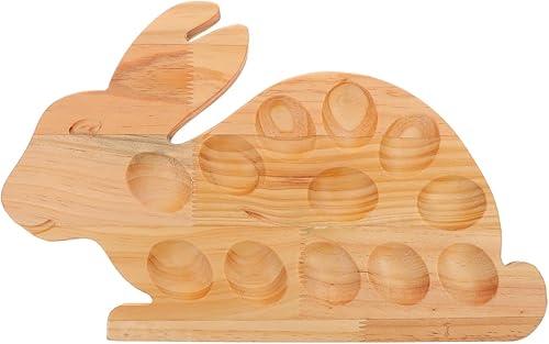 GLEAVI Easter Bunny Wooden Egg Tray: Rabbit Shaped Deviled Egg Platter - Decorative Appetizer Serving Board for Holiday Brunch & Hosting (15x9 Inch)