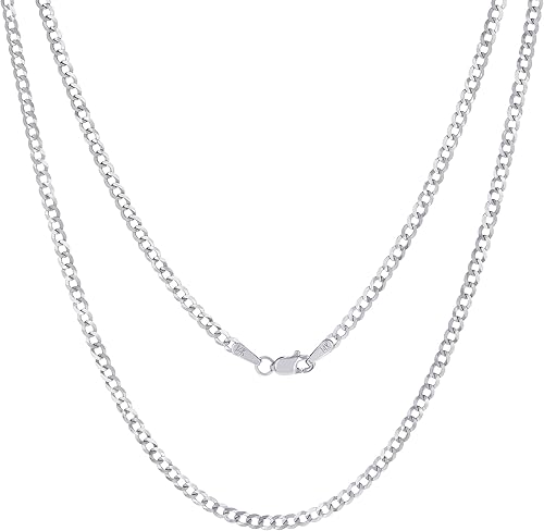 Nuragold 14k Real White Gold Solid Cuban Curb Link 2.5mm Chain Necklace (16"-24") Italian Jewelry for Men & Women