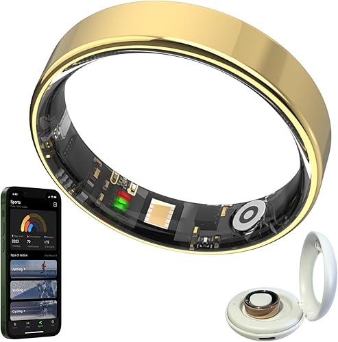 2026 Smart Rings for Women and Men Ultra Thin 6.0mm Fitness Tracker | Heart Rate Sleep Blood Oxygen Steps and Cycle Monitoring | No Subscription Required (Gold, #9)