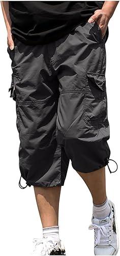 Men's Long Cargo Shorts Casual Work Outdoor Hiking Stretch Short Pants with Multi Pockets Big and Tall, M-5XL
