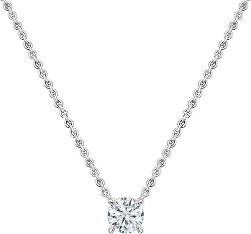 IGI Certified 2.00 Cttw Round Lab Grown White Diamond Classic Floating Solitaire Pendant Necklace for Women in 14K Solid Gold