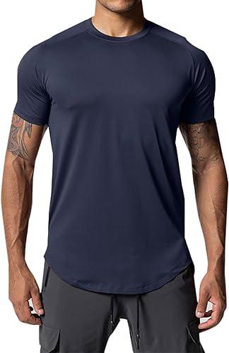 Men's Slim Fit Crewneck T-Shirts Ultra Soft Short Sleeve Blend Fabric Tees Casual Plain Workout and Daily Wear