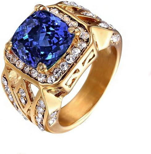 10K/14K/18K Gold 2 Carat Gemstone Engagement Ring for Men Lab Created Gemstone Ring with Moissanite Anniversary Promise Ring Jewelry Gifts for Him Size 4-16