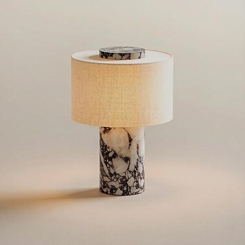 BSOD Marble Lamp, Stone Table Lamps Rechargeable Modern Decorative Touch Dimmable Cordless Luxury Design Bedside Lamp for Home Decor, Bedroom, Living Room & Office (Rechargeable Calacatta Viola Lamp)
