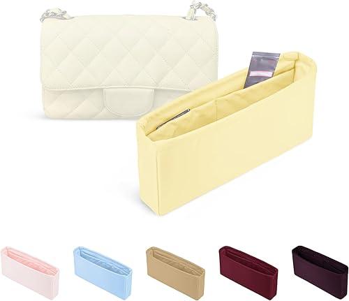 Purse Organizer Insert, Silky-Soft Lightweight Design, Multi-Pocket, Keeps Bag Organized & Protects Interior, Fits Chanel Classic Flap Small, Ideal for Travel & Daily Use(Jaune Poussin, CF Small 23)