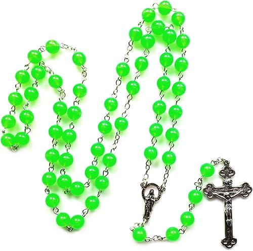 Glow in Dark Rosary Beads Noctilucent for Cross Necklace Catholicism Religious Jewelry Prayer Gift Necklace
