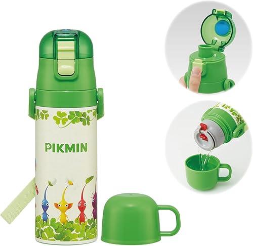 Skater - 2 way stainless steel water bottle for kids, 470ml mug, 430ml Pikmin cup light weight, kid friendly, thermal and cold sports bottle for kids, sports bottle