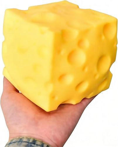 Yellow Cheese Squeeze Toy, Soft Cheese Squishy Toy, Rebounding Sensory,Help for Relax,Focus,Soft Flexible Elastic Rubber Sensory Cheese for & Adults, Stress Balls for Adults (4 inches)