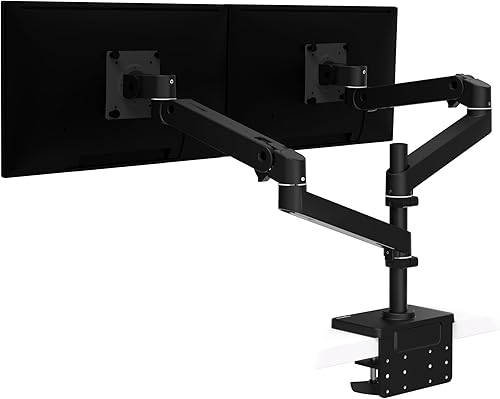 Ergotron – Upgraded LX Pro Premium Vertical Stacking Dual Monitor Arm, VESA Desk Mount – for 2 Monitors Up to 24 Inches, 4 to 22 lbs Each – Matte Black