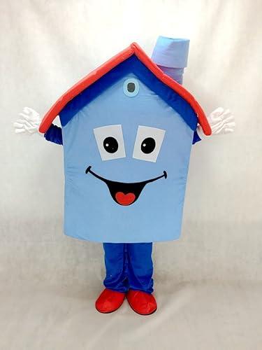 Blue Housing House Mascot Costume Real Estate home mascot Mascot Suit for School, Team, Sports Events, Parties & Advertising