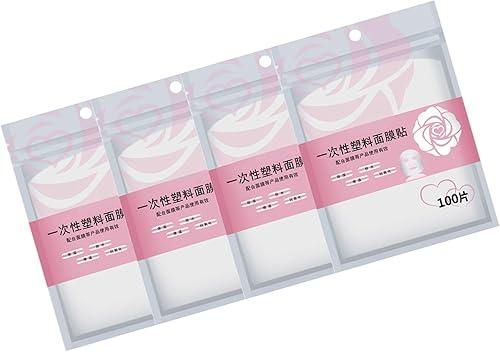 Uonlytech Disposable Facial Mask Sheets 400 Pieces DIY Facial Skin Mask Film for Skincare Salon Use, Plastic Face Film Wrap for Face Treatments and Beauty Care