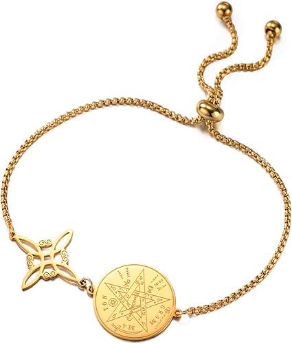 EUEAVAN Witches Knot Tetragrammaton Pentagram Bracelet Nudo De Bruja YHVH YHWH Yeshua Jehovah Bracelet Wicca Amulet Religions Jewelry Wiccan Gift for Women Men
