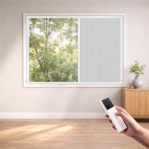 Zshine Motorized Cellular Shades Cordless Honeycomb Shades Designed for Side to Side Opening Full Blackout Fabric Window Shades for Skylight (White)