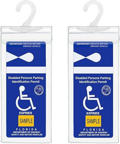 TB Tbuymax Handicap Parking Placard Holder, Ultra Transparent Disabled Permit Protective Cover with Large Hanger by Tbuymax 2 Pack (Placard is NOT Include)