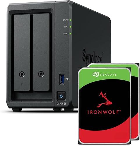 Synology DS725+ 2-Bay Diskstation NAS (Ryzen R1600, 4GB Ram), 1x 2.5GbE, 1x 1GbE, 2X M.2 NVMe Steckplätze 8TB Bundle with Seagate Ironwolf 2X 4TB