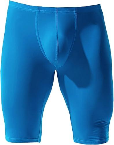 YUFEIDA Men's Compression Half Tights Leggings Sheer Swimwear Shorts Trunks Pant