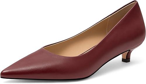 KUOARN Kitten Heels for Women Classic Black 1.5 Inch Low Heel Pointed Toe Pumps, Closed Toe Comfortable Dress Shoes for Wedding, Work, Office & Party