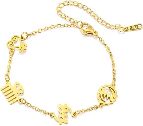 EUEAVAN African Wisdom Adinkra Symbols Bracelet Africa Map Anklet Egypt Amulet Adinkra Gye Nyame Ethnic Jewelry Country Pride Gift for Women Men