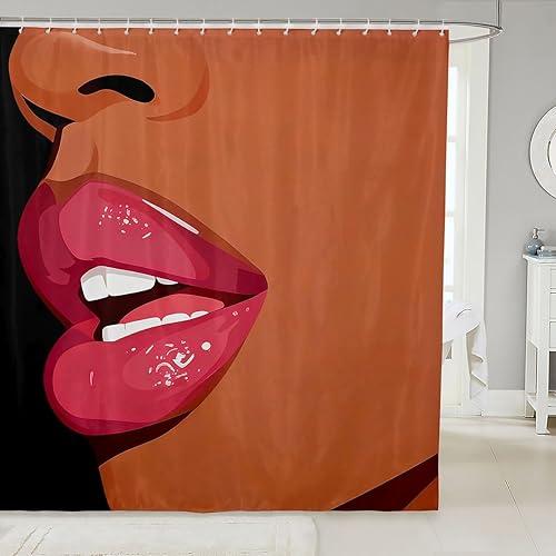 Erosebridal Black Girls Pink Bath Curtain African Black Women Fabric Shower Curtains 72" W X 72" L Vogue Fashion Gorgeous Shower Curtain Minimalist Romantic Makeup Bathroom Waterproof Accessories