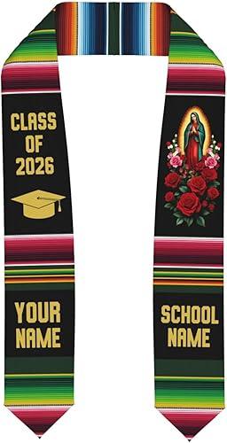 Mexican Graduation Sash Graduation Stole Class Of 2026 Stoles For Graduation Virgen de Guadalupe Floral