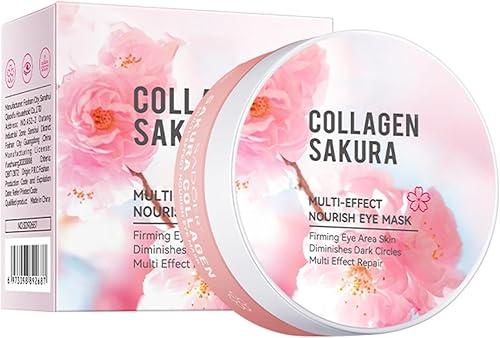 TiaoBug 60Pcs Cherry Blossom Eye Mask Hydrating Collagen Eye Patches for Refreshing and Nourishing Under Eye Care Pink One Size