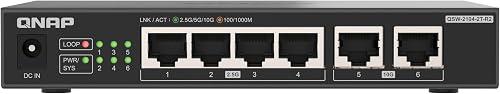 QNAP Switch QSW-2104-2T-R2 | 2X 10GbE, 4X 2.5GbE, Plug & Play Unmanaged, Fanless