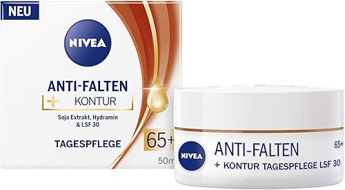 NIVEA Anti-Wrinkle + Contouring Day Cream for Mature Skin 65+ – Deep Hydration & Visible Firmness, Enriched with Soy Extract and Moisturizing Agents, 50 ml