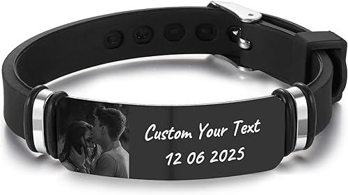 Custom Silicone Photo Bracelet for Women Men Personalized Memorial Bracelet with Picture Inside Custom Picture Gifts for Loss Loved One