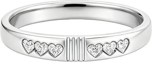 10K 14K 18K Gold Heart-Shaped Diamond Wedding Band for Women Heart Lab-Grown Diamond Engagement Promise Ring Jewelry Gift Size 4-16