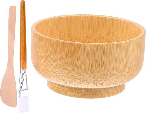Wood Face Mask Mixing Bowl Set For Ladies Facial Skincare Clay Mixing DIY Vintage Facemask Bowl Kit with Mask Spoon Spatula Brush
