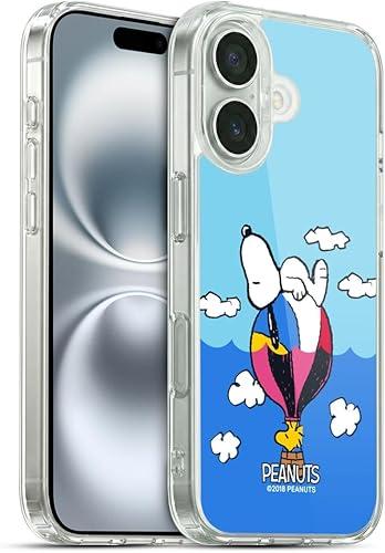 Head Case Designs Officially Licensed Peanuts Snoopy & Woodstock Balloon Halfs and Laughs Gel Case [Military Grade Protection] Compatible with Apple iPhone 16 and Compatible with MagSafe