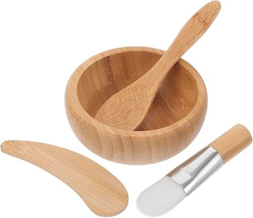 NOLITOY Wooden Facial Mask Mixing Bowl Kit, DIY Skin Care Tools with Face Mask Brush and Spatula for Esthemax Masks