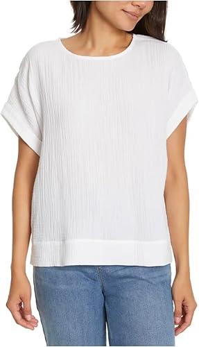Gloria Vanderbilt Women's Short Sleeve Cotton Gauze Pullover Top