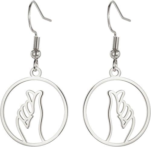 I Love You Hand Sign Symbol Earrings ASL Hand Sign Charm Pendant American ASL Language Awareness Deaf Jewelry Interpreter Teacher Gift