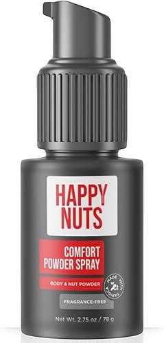 HAPPY NUTS Comfort Powder Spray Deodorant For Men: Anti-Chafing, Sweat and Odor Control for Jock Itch, Aluminum-Free, 2.75 oz (1 Pack), Fragrance-Free