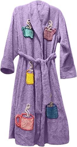 Men’s Tyler Durden Purple Terry Towel Bathrobe with Belt – Soft Lightweight Spa Robe After Shower Comfort Wear