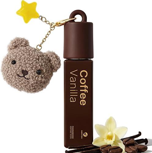 purefittech Long Lasting Perfumes Oil for Wome, Coffee Vanilla Scent Roll-on Perfume Long Lasting Pheromone Perfume Fragrance with Kawaii Bear,Travel-Size Eau de Parfum,Made in USA, 0.34 fl oz (10ml)