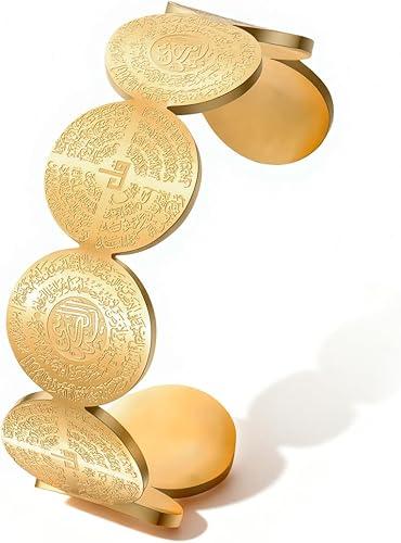 Dreamtimes Islamic Ayatul Kursi Bracelet for Women Muslim Quran Allah Bangles Ayatul Kursi Arabic Calligraphy Adjustable Open Cuff Bracelet for Men Islam Eid Ramadan Gifts